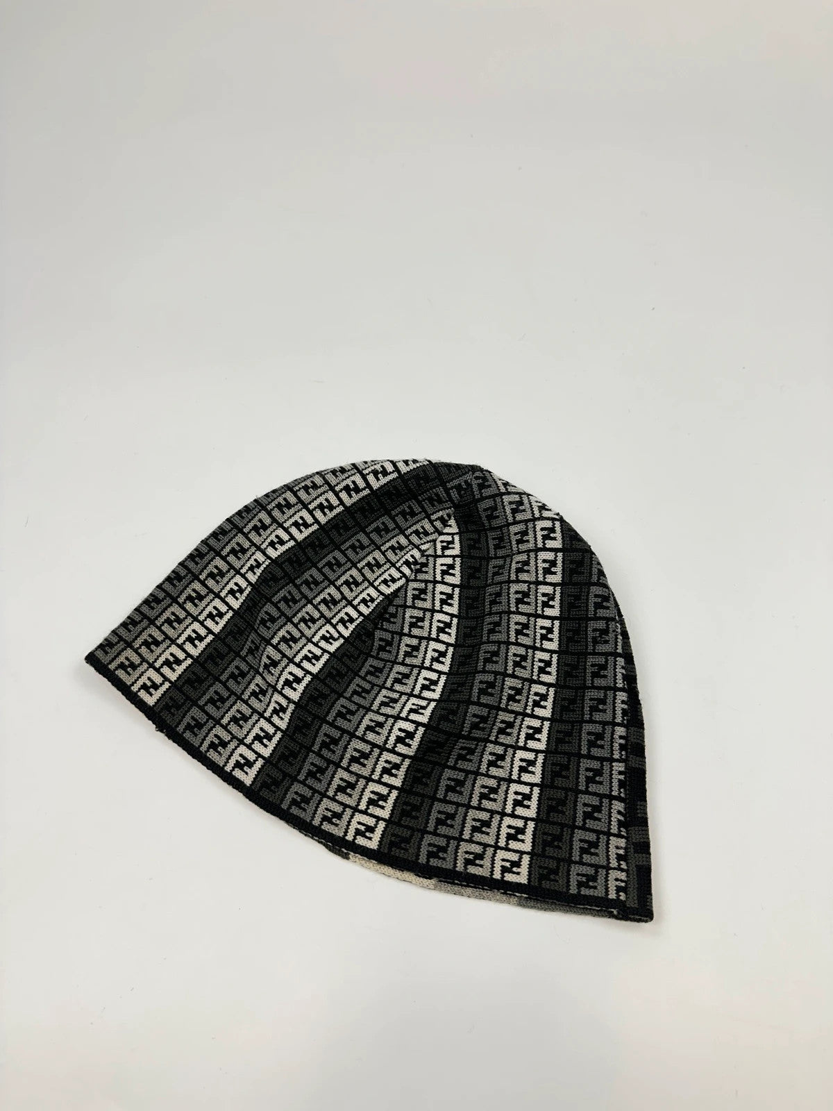 Fendi Multi FF Zucca Monogram Black & Grey Wool Beanie