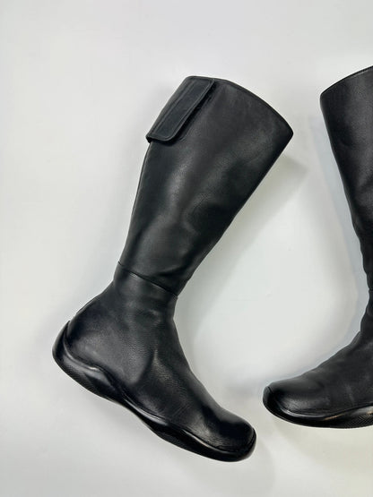 Prada Sport SS1999 High Black Lamb Leather Motor Boots