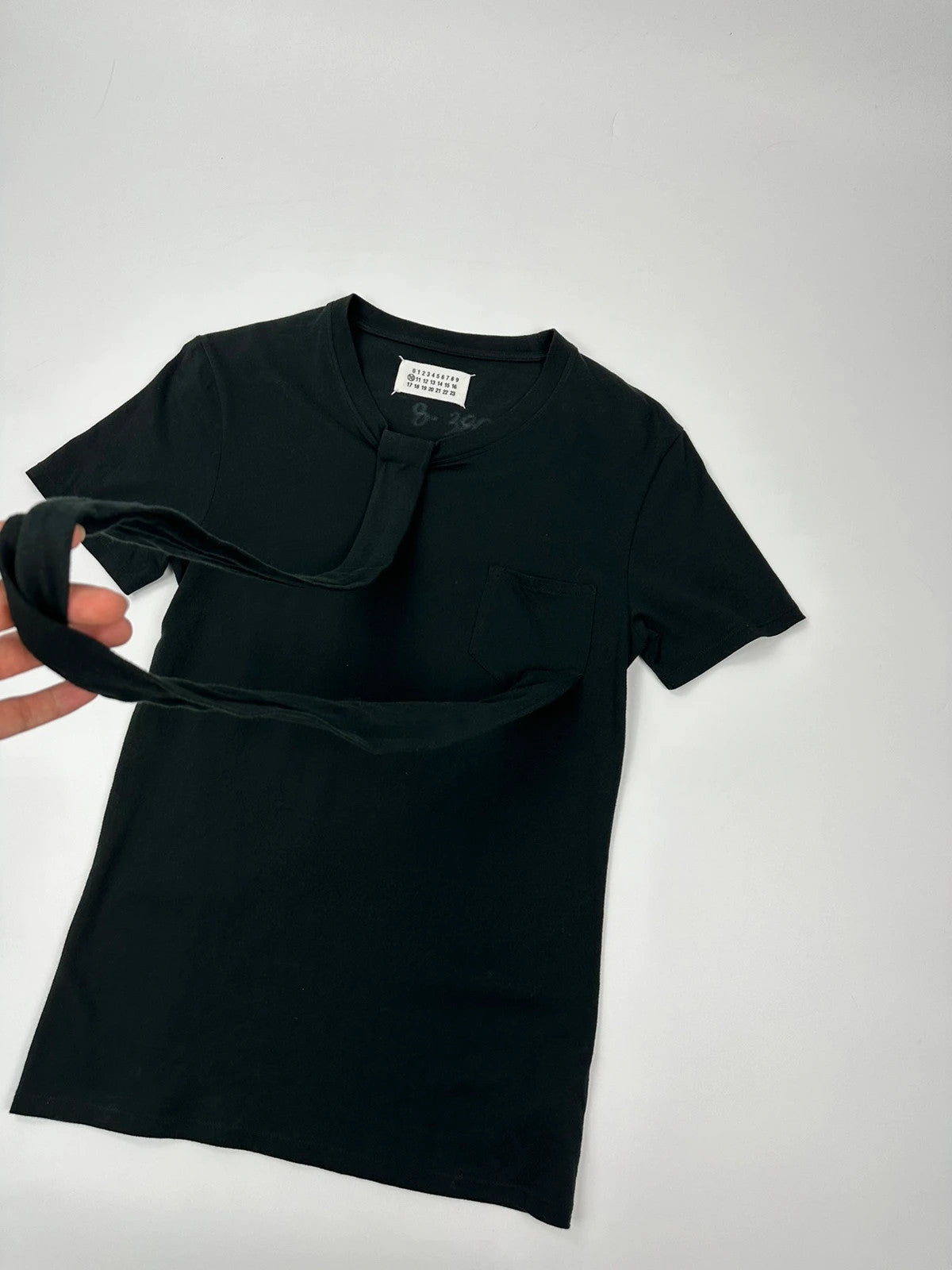 Maison Martin Margiela SS09 Line 10 Black Scarf Pocket Tee Shirt