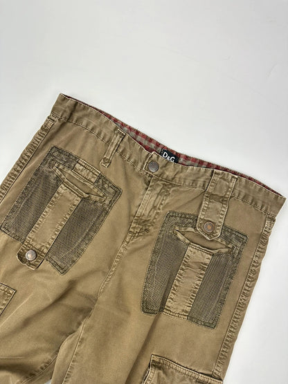 Dolce & Gabbana SS03 Cargo Mesh Khaki Baggy Pants