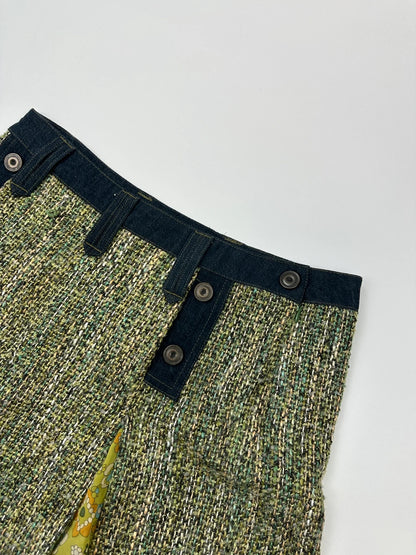 Dolce & Gabbana 00’s Tweeds & Silk Green Denim Waist Skirt