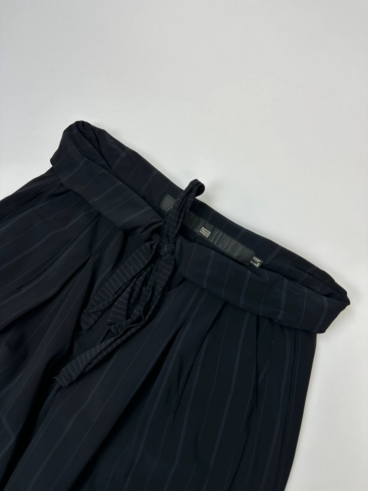 Marithé + Francois Girbaud 00’s Baggy Extra Wide Legs Belted Pants Dark Navy Stripes