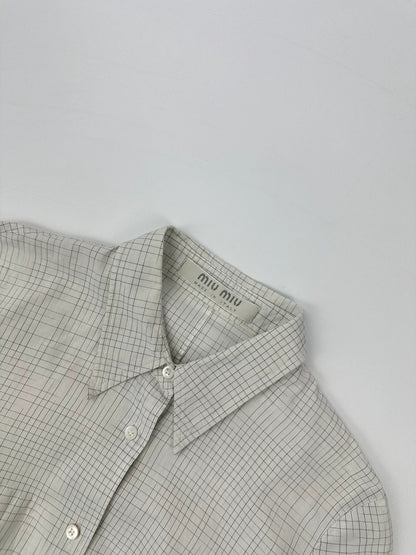 Miu Miu SS2000 White Checkered Plaid Shirt