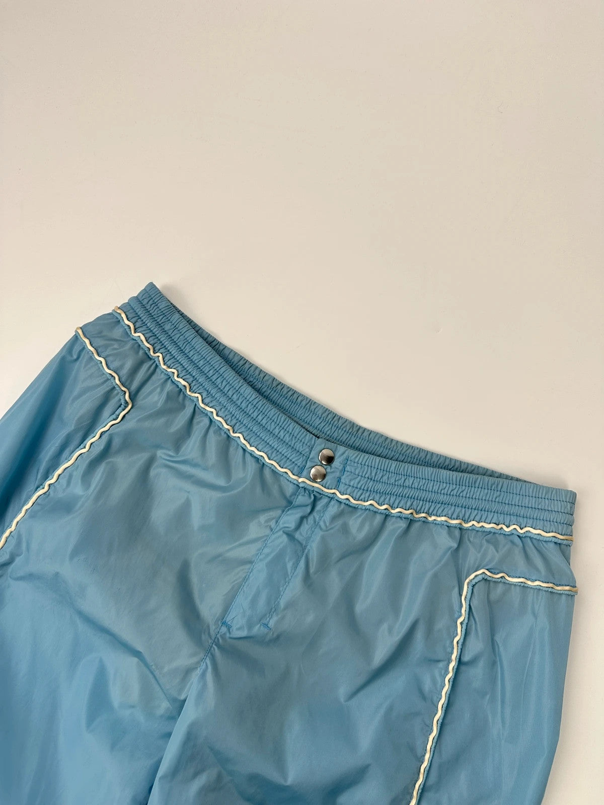 Prada Sport SS2003 Baby Blue White Contrast Stitching Cargo Nylon Short