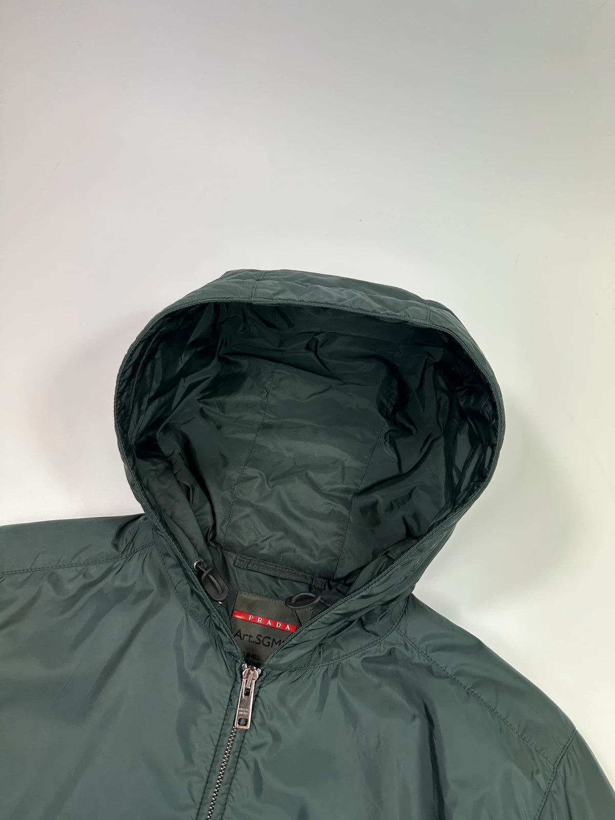 Prada Sport SS2016 Forest Green Triangle Nylon Padded Hooded Windbreaker Jacket
