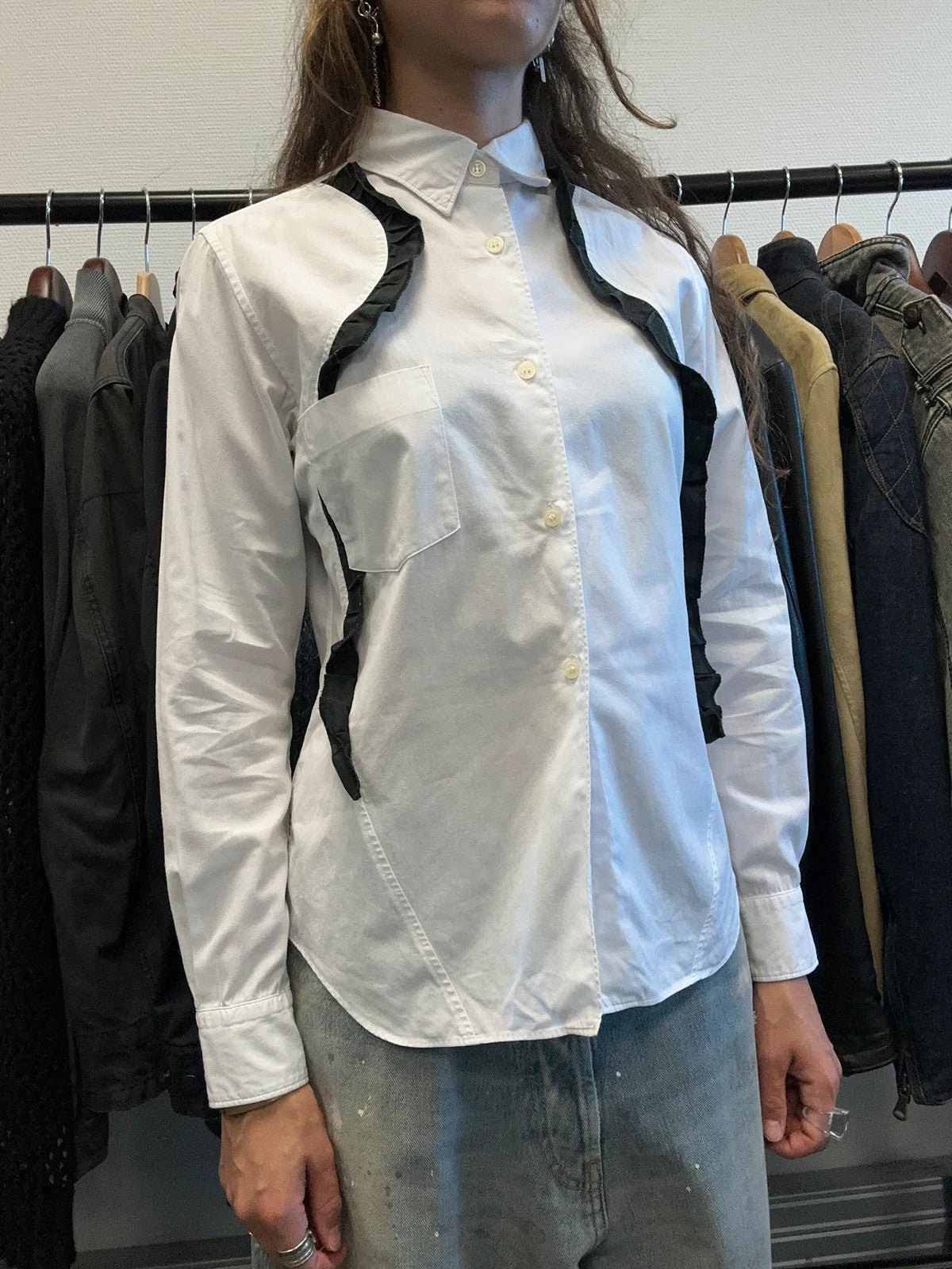 Comme Des Garçons Black AD2010 White & Black Straps Shirt