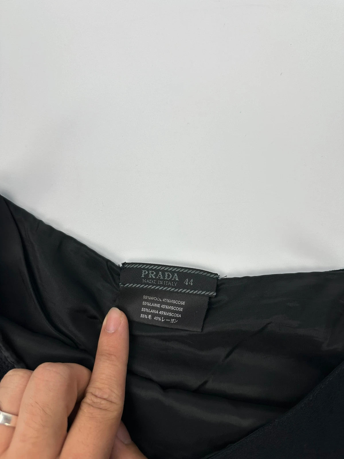 Prada Milano SS2000 Black Wool Mid Length Skirt