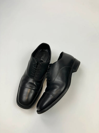 Prada Milano 90’s Black Patent Leather Derby Dress Shoes