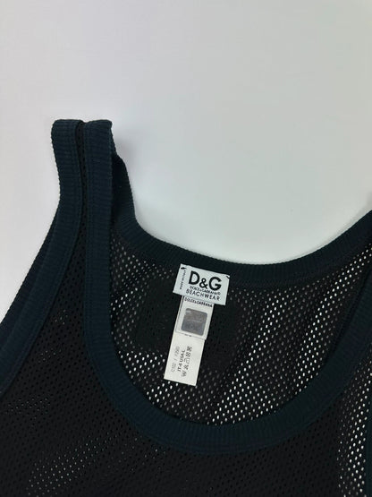 Dolce Gabbana SS2002 Beachwear Mesh Tank Top  Black