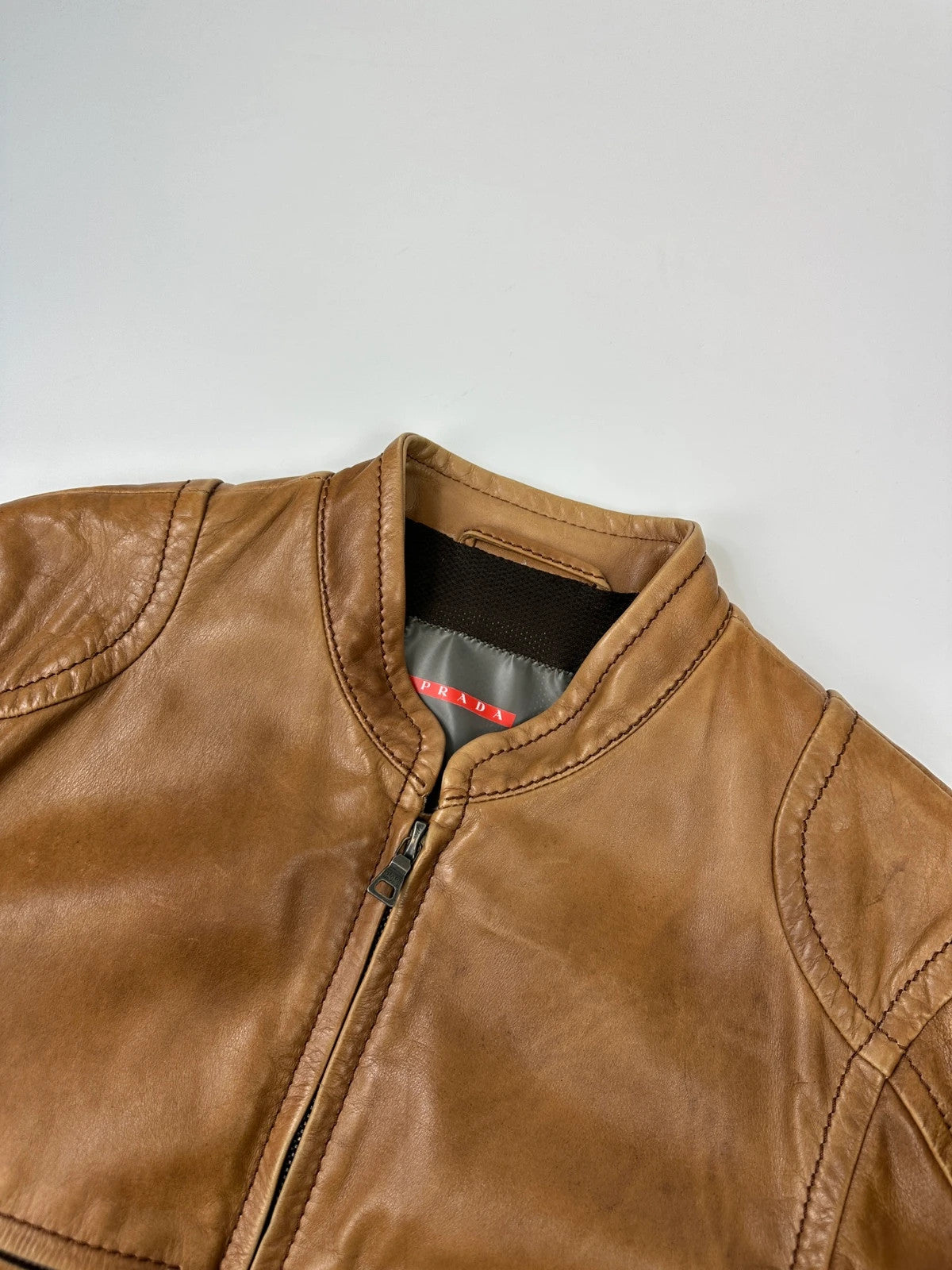 Prada Sport 00’s Sample Brown Leather Jacket CowBoy
