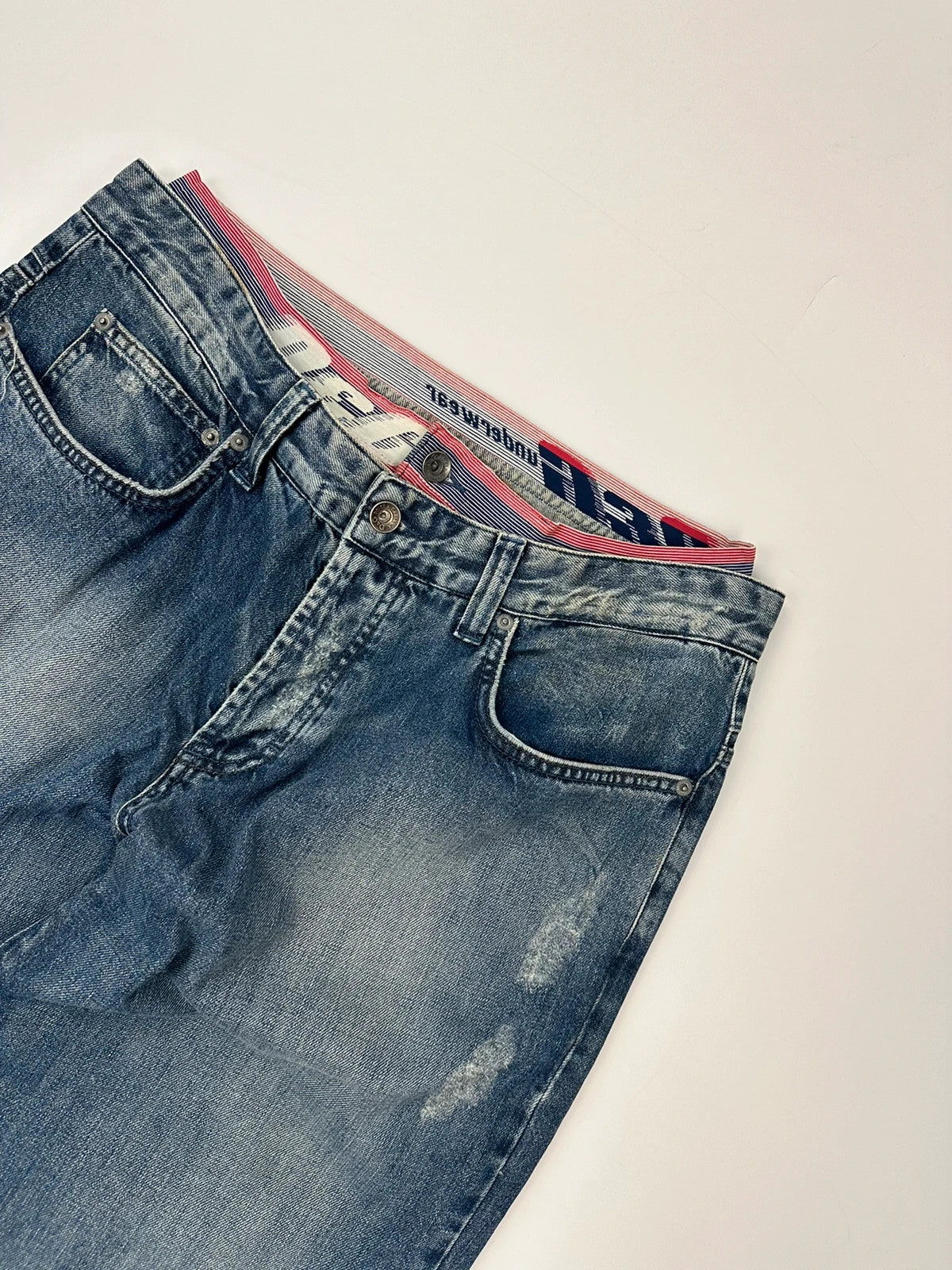 Dolce & Gabbana 00’s Double Waist Destroy Baggy Denim Pants