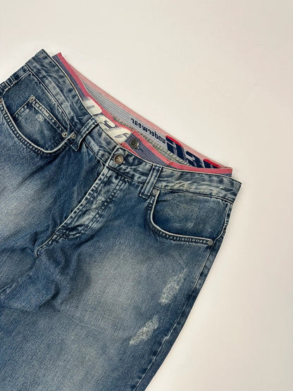 Dolce & Gabbana 00’s Double Waist Destroy Baggy Denim Pants