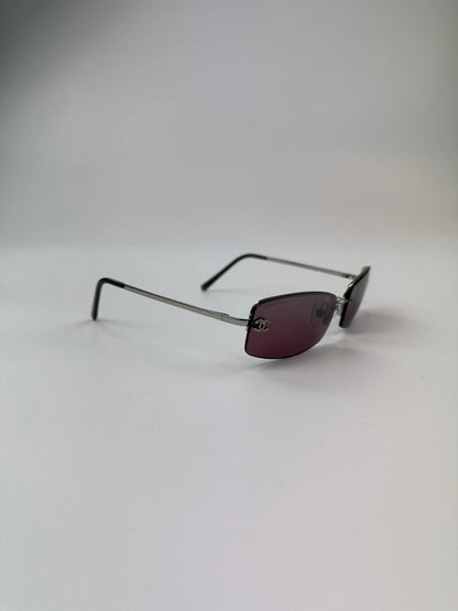 Chanel Purple Sunglasses Frame Rimless Strass