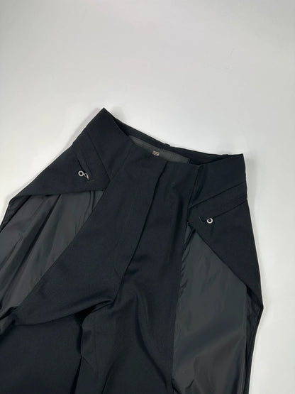 Marithé + François Girbaud 00’s Black Bi materials Black Ballon Wrap Pockets Wide Legs Pants