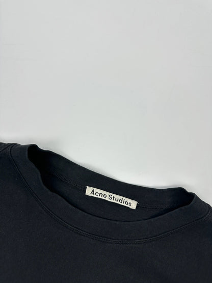 Acne Studio Black Oversized Boxy Crop Black Thick Cotton Tee