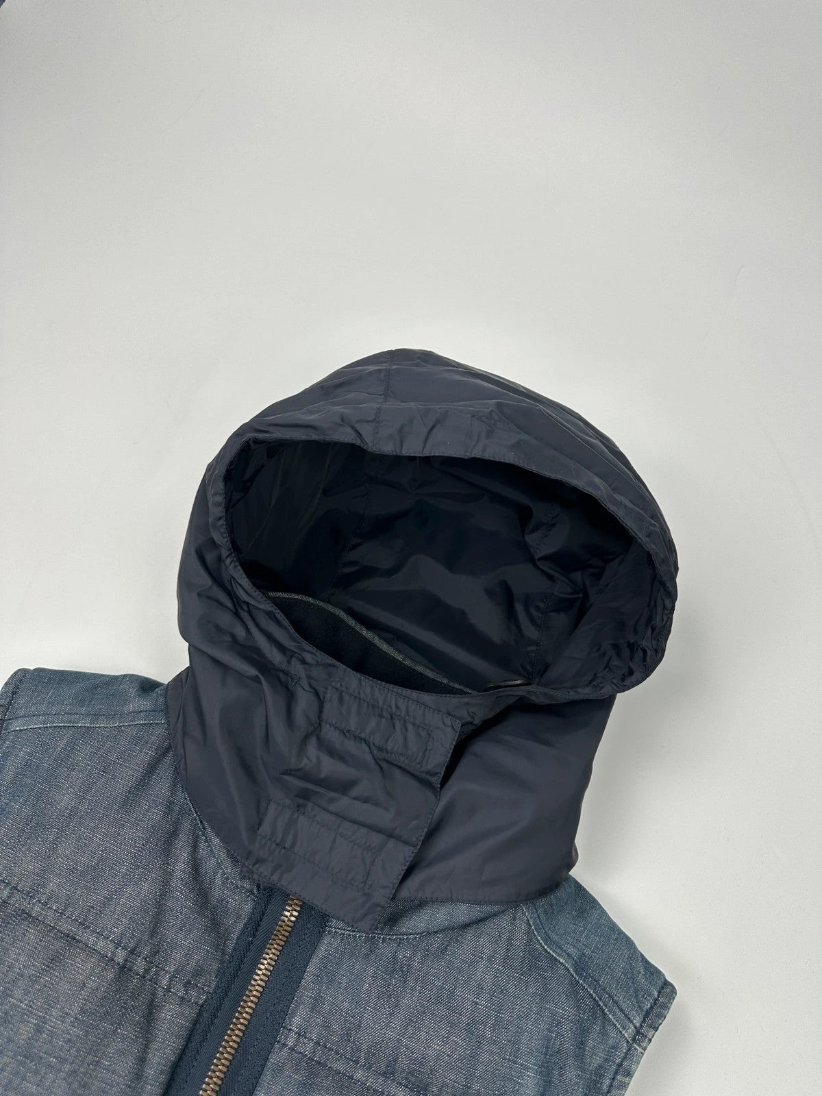 Prada Sport FW01 Denim Puffer Hooded Down Jacket