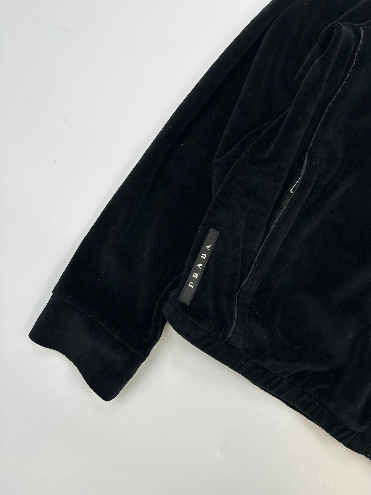 Prada Milano FW2019 Black Corduroy Hoodie Zip-Up Sweater