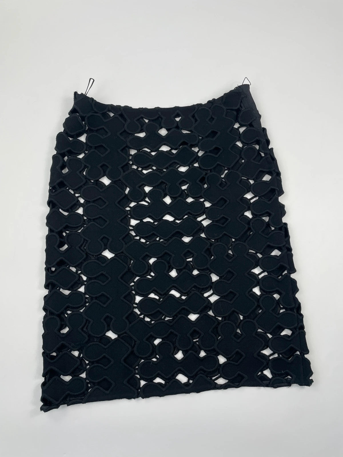 Miu Miu SS2008 Black Laser Cut Holes Wool Skirt