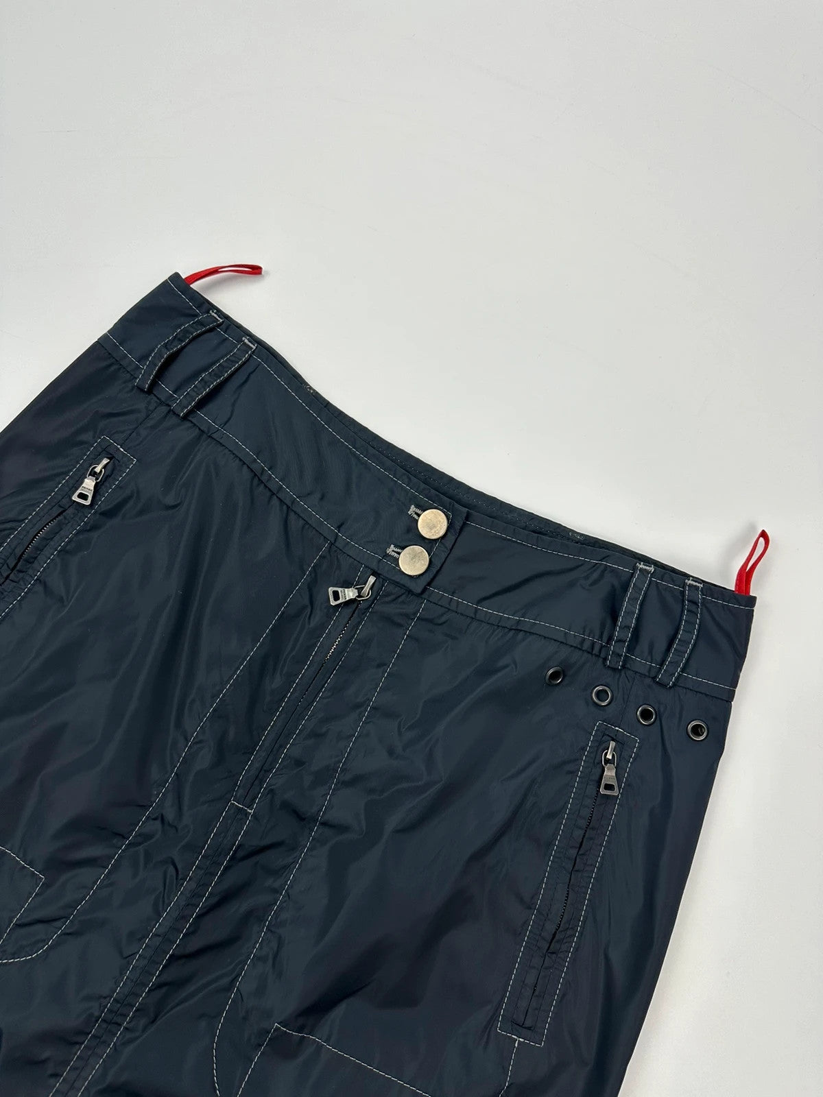 Prada Sport SS2003 Navy Blue Tech Nylon Skirt Contrast Stitches