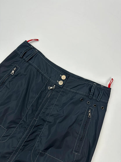 Prada Sport SS2003 Navy Blue Tech Nylon Skirt Contrast Stitches