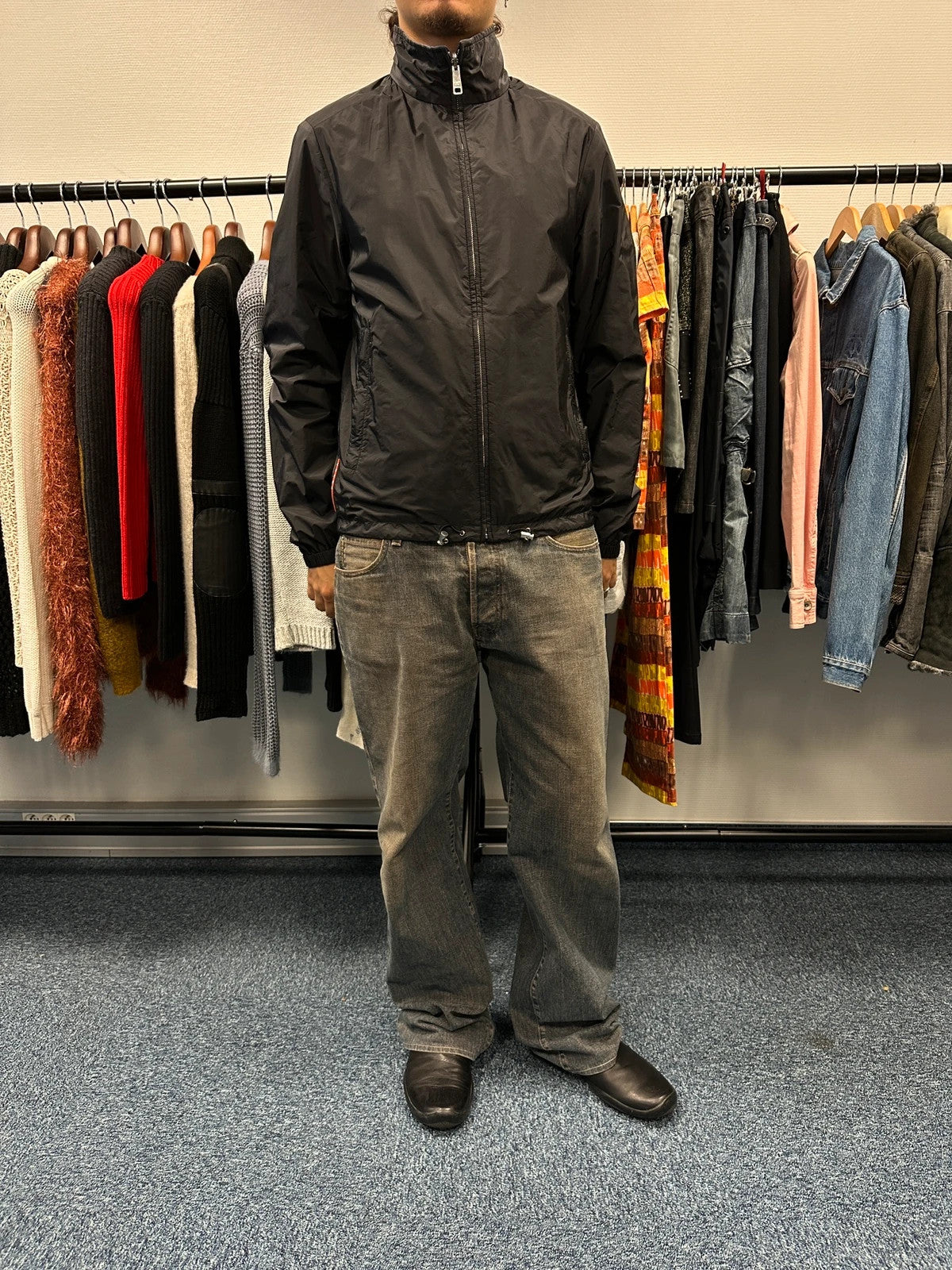 Prada Sport FW2016 Navy Blue & Black Reversible Nylon Jacket