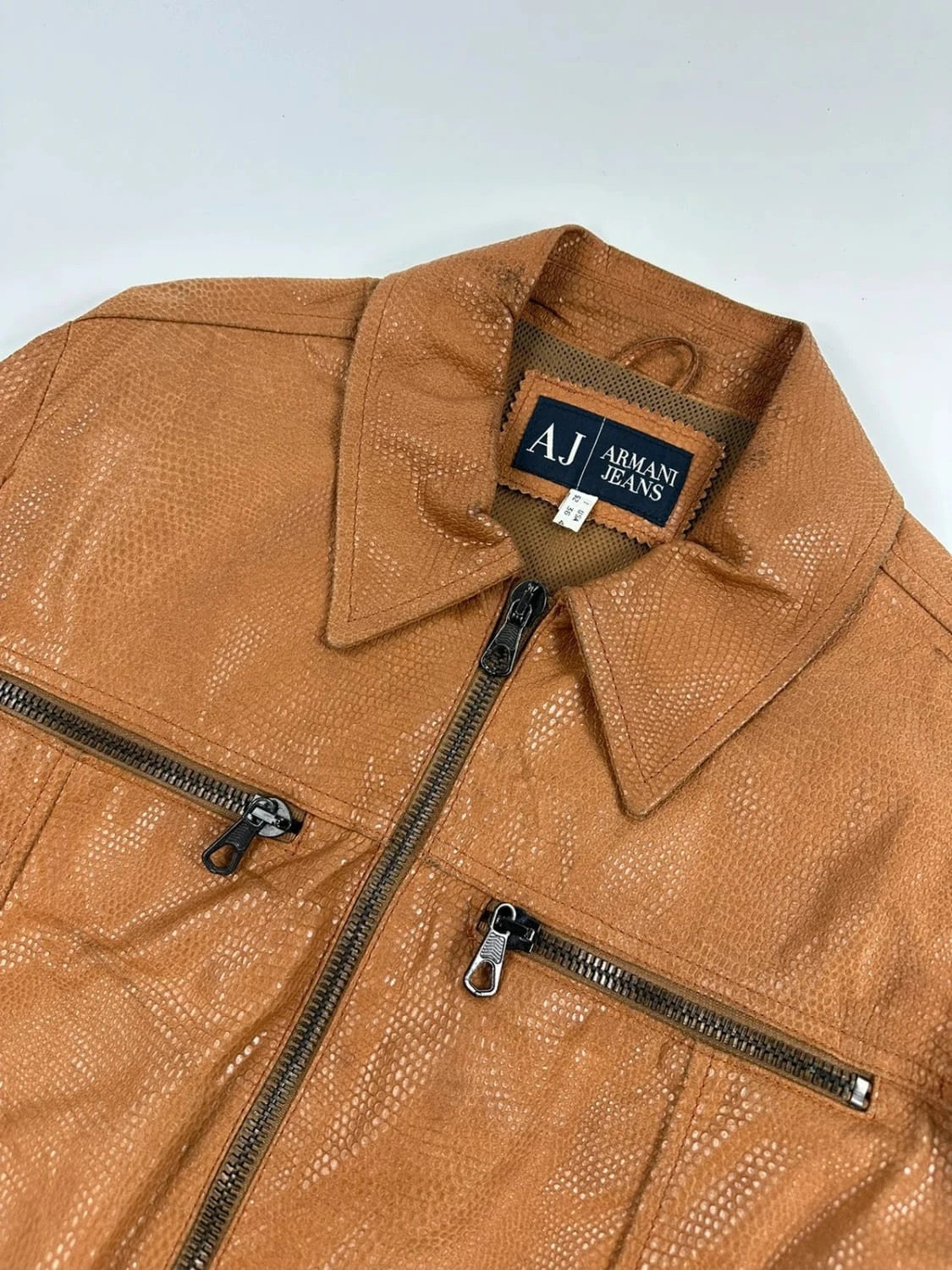 Armani 00´s Croco brown leather Jacket veste en cuir