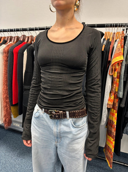 Marithé + François Girbaud 00’s Stretch Fitted Black Longsleeves