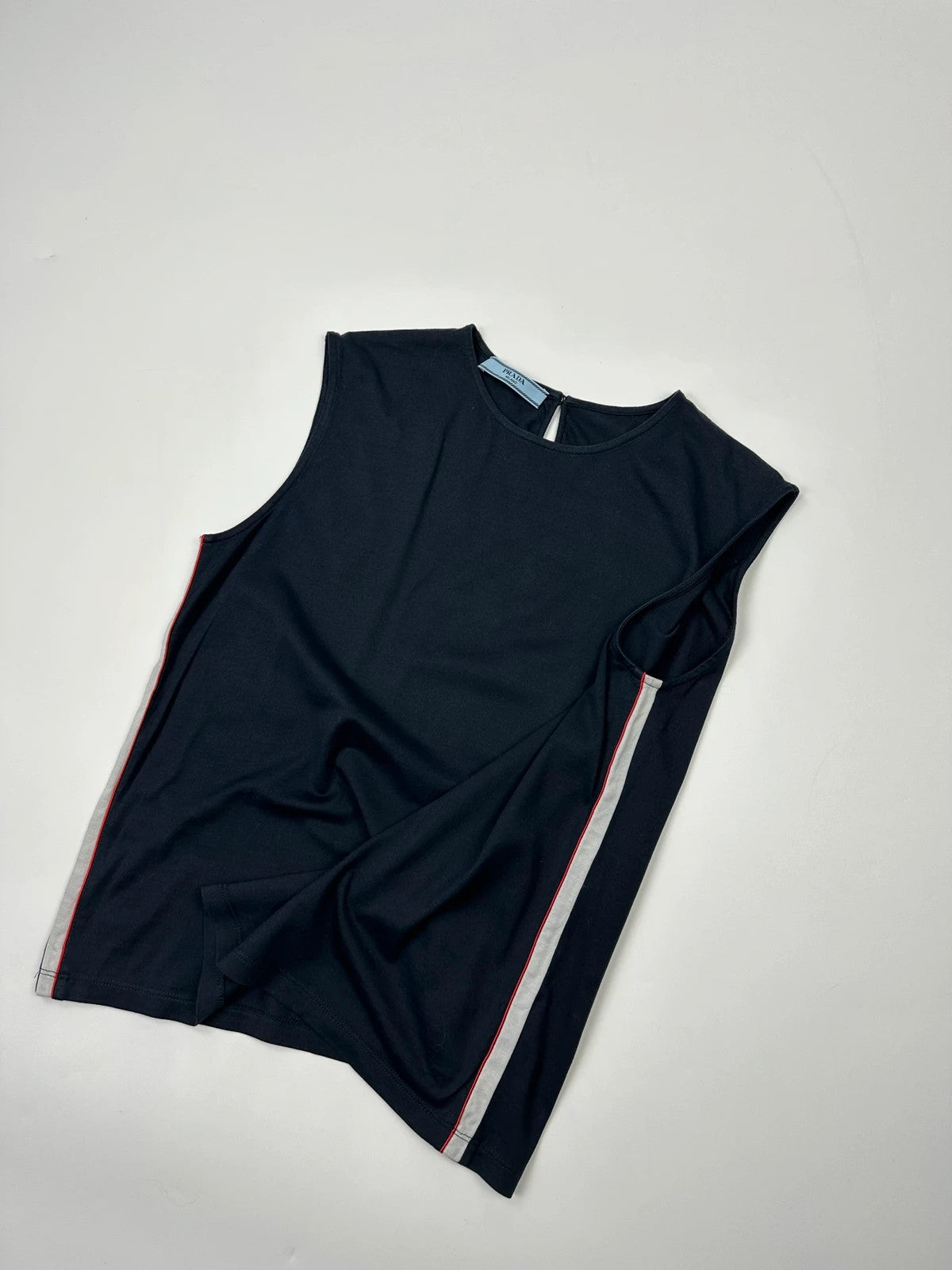 Prada Milano Late 00’s Navy Blue Stripes Sleevesless Top