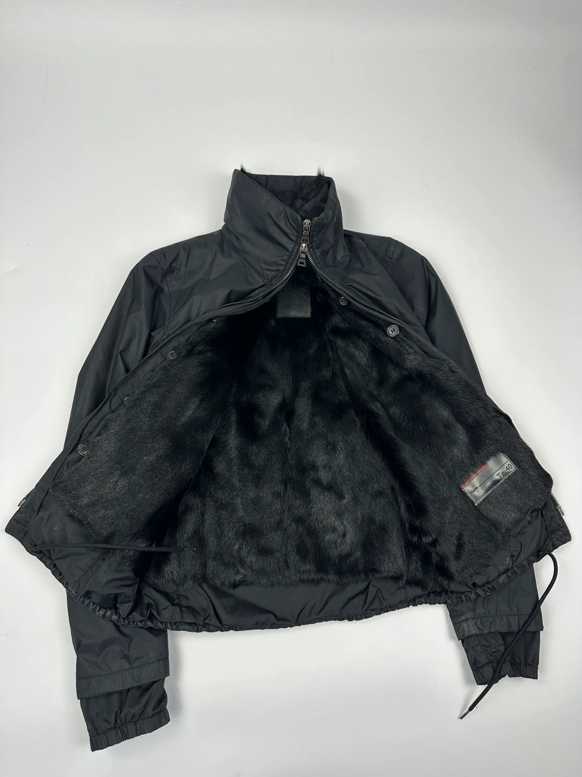 Prada Sport FW2002 Black Nylon & Fur 2In1 Jacket