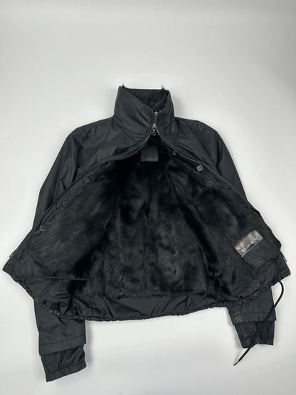 Prada Sport FW2002 Black Nylon & Fur 2In1 Jacket