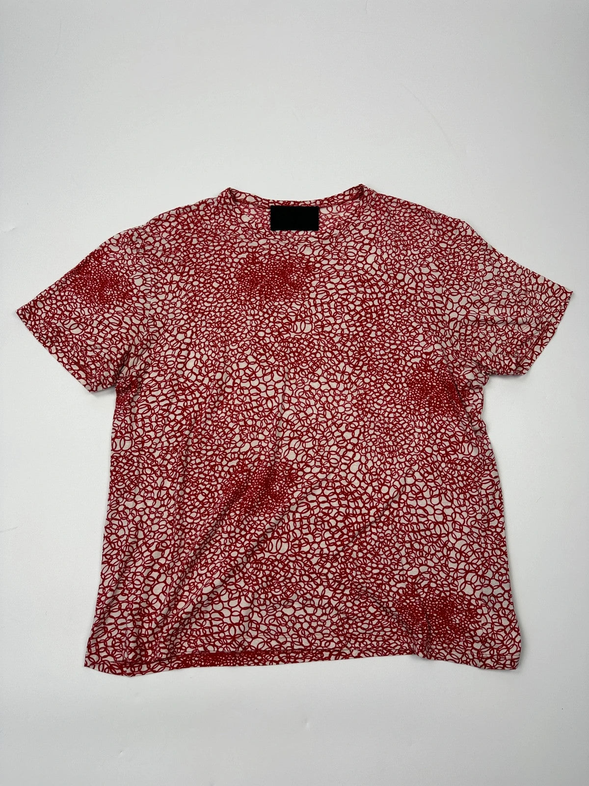 Prada Milano SS2000 Red & White Bubble Print Silk Tee