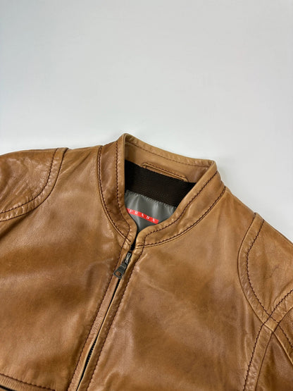 Prada Sport 00’s Sample Brown Leather Jacket CowBoy