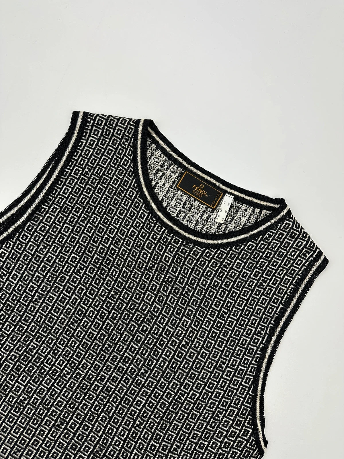 Fendi 90’s FF Monogram Black & White  Knitted Vest Sweater