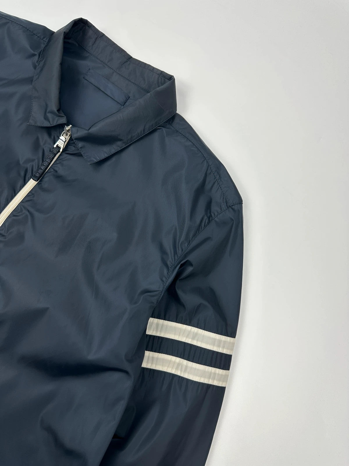 Prada Milano SS2009 Nylon Navy Blue White Stripes Shirt Jacket