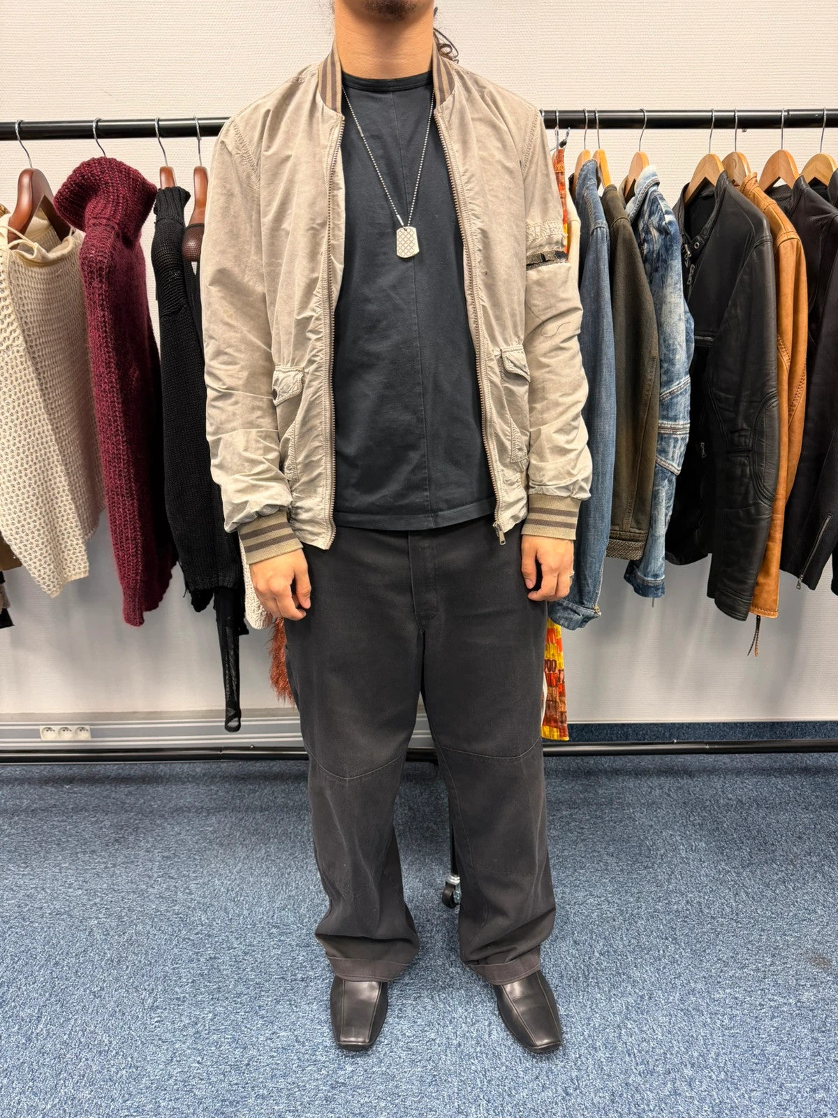 Dolce & Gabbana Grey Nylon Faded Bomber Jacket