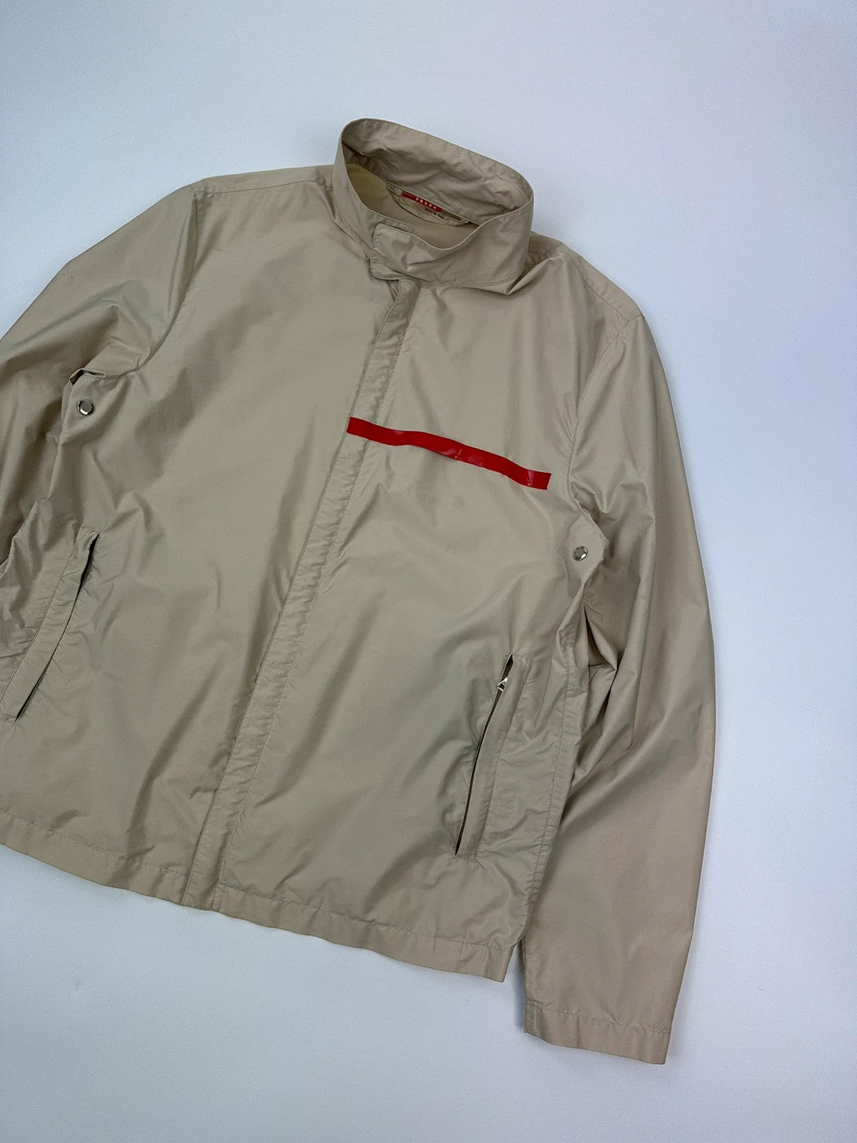 Prada Sport SS2000 Light Cream Nylon Jacket RedTab
