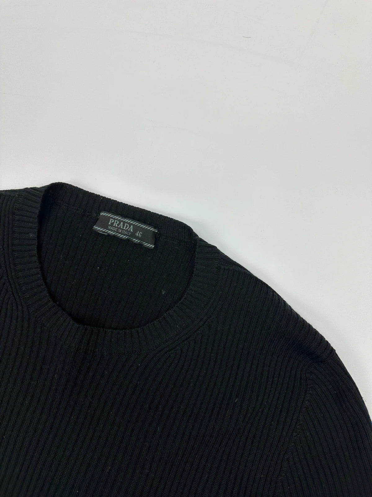 Prada Milano 00’s Black Ribbed Wool & Silk Longlseeves