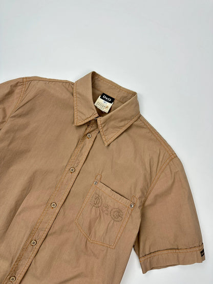 Dolce & Gabbana 00’s Beige Brown Front Pocket Shirt