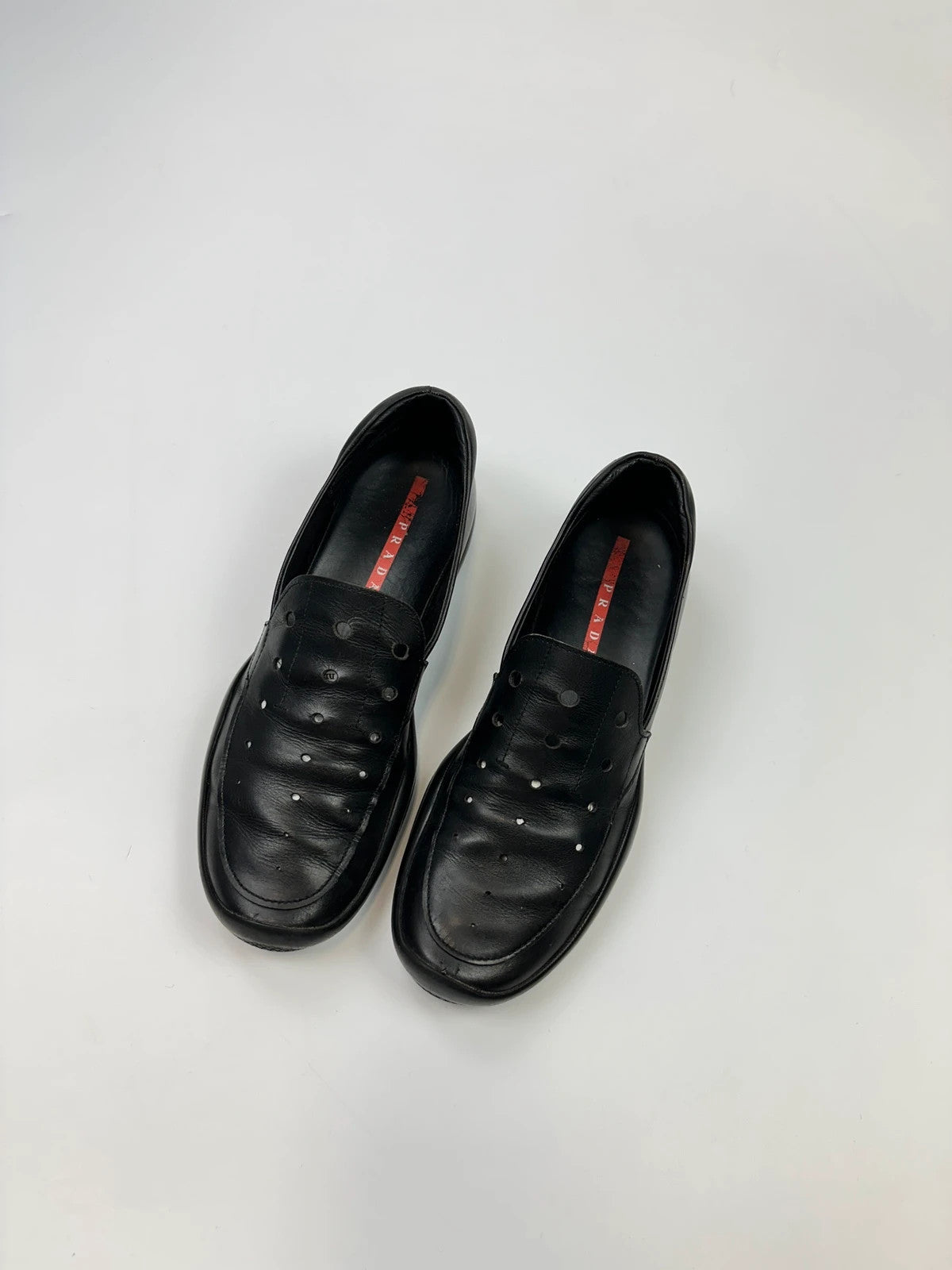 Prada Sport SS1999 Perforated Leather Mules Black Loafer Shoes
