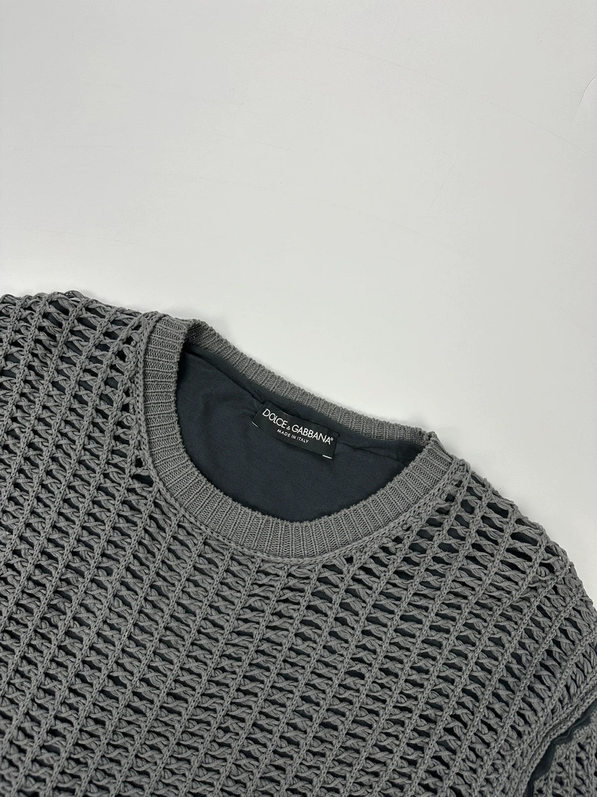 Dolce & Gabbana 00’s Net Double Layer Knit Grey Sweater Holes