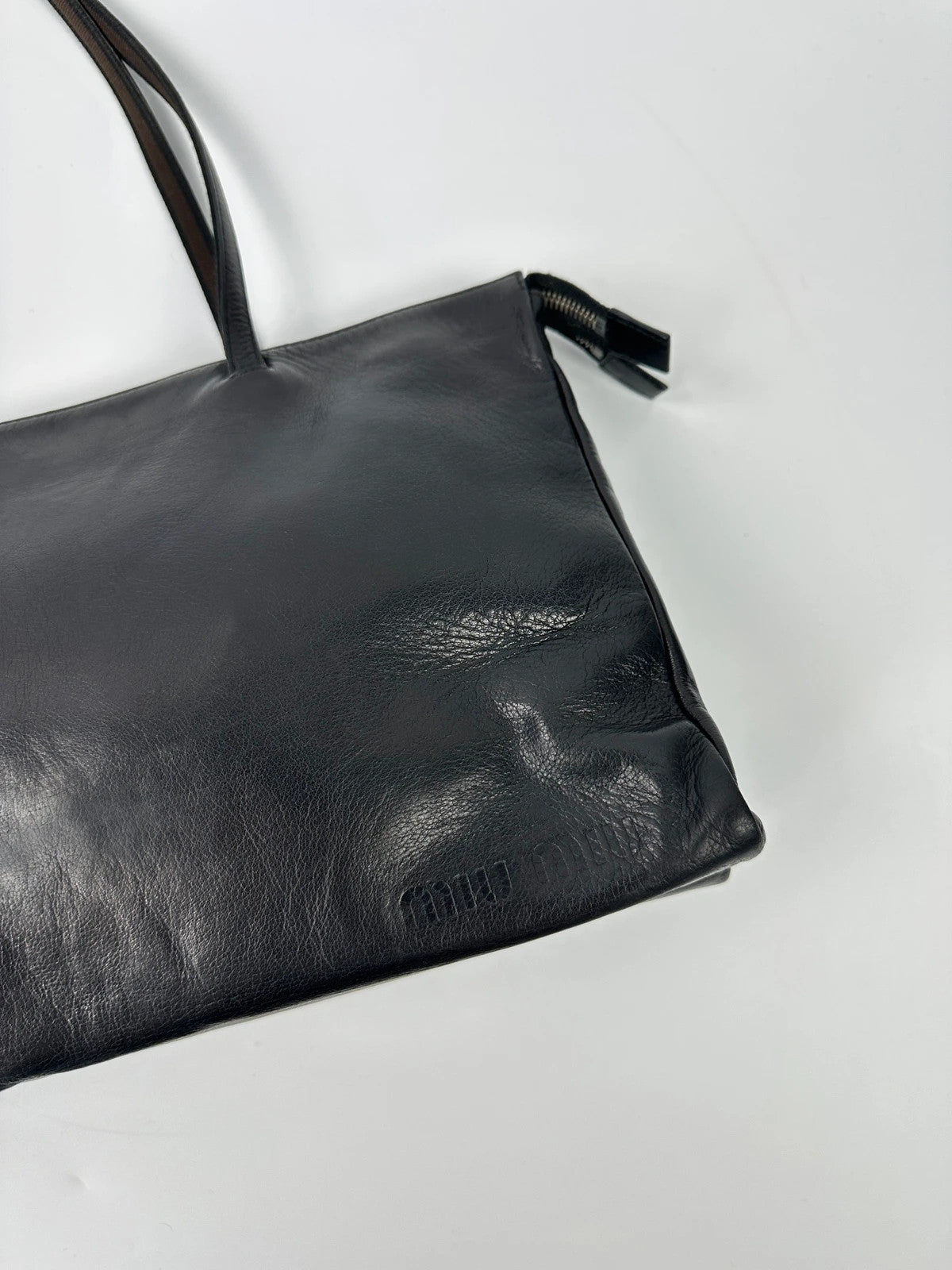 Miu Miu 90’s Black Leather ShoulderBag Rectangular