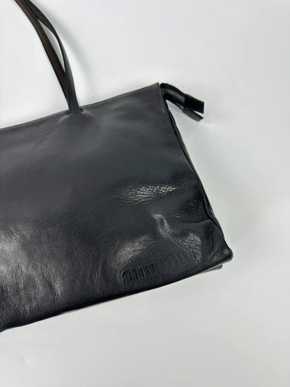Miu Miu 90’s Black Leather ShoulderBag Rectangular
