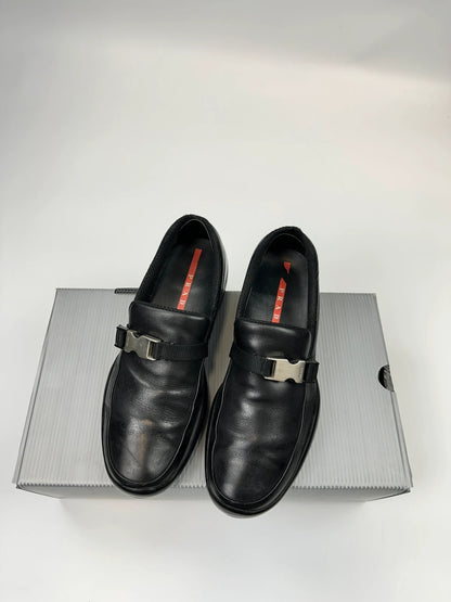 Prada Sport SS1999 Black Leather Belted Loafer