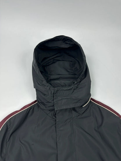 Prada Sport FW2018 Black & Burgundy Nylon Hooded Jacket