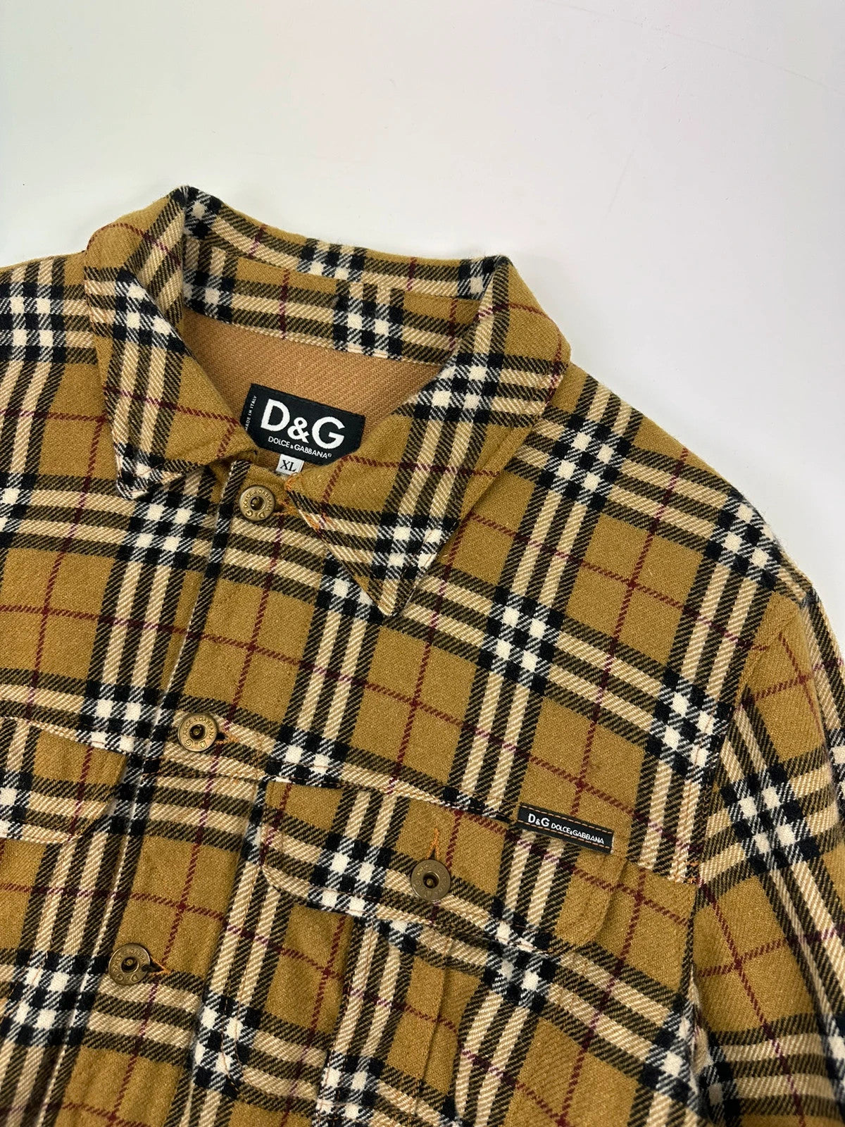 Dolce Gabbana 00’s Wool Tartan Checkered Trucker Jacket