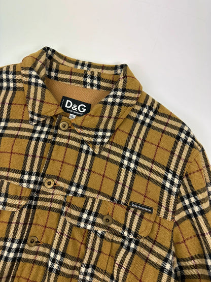Dolce Gabbana 00’s Wool Tartan Checkered Trucker Jacket