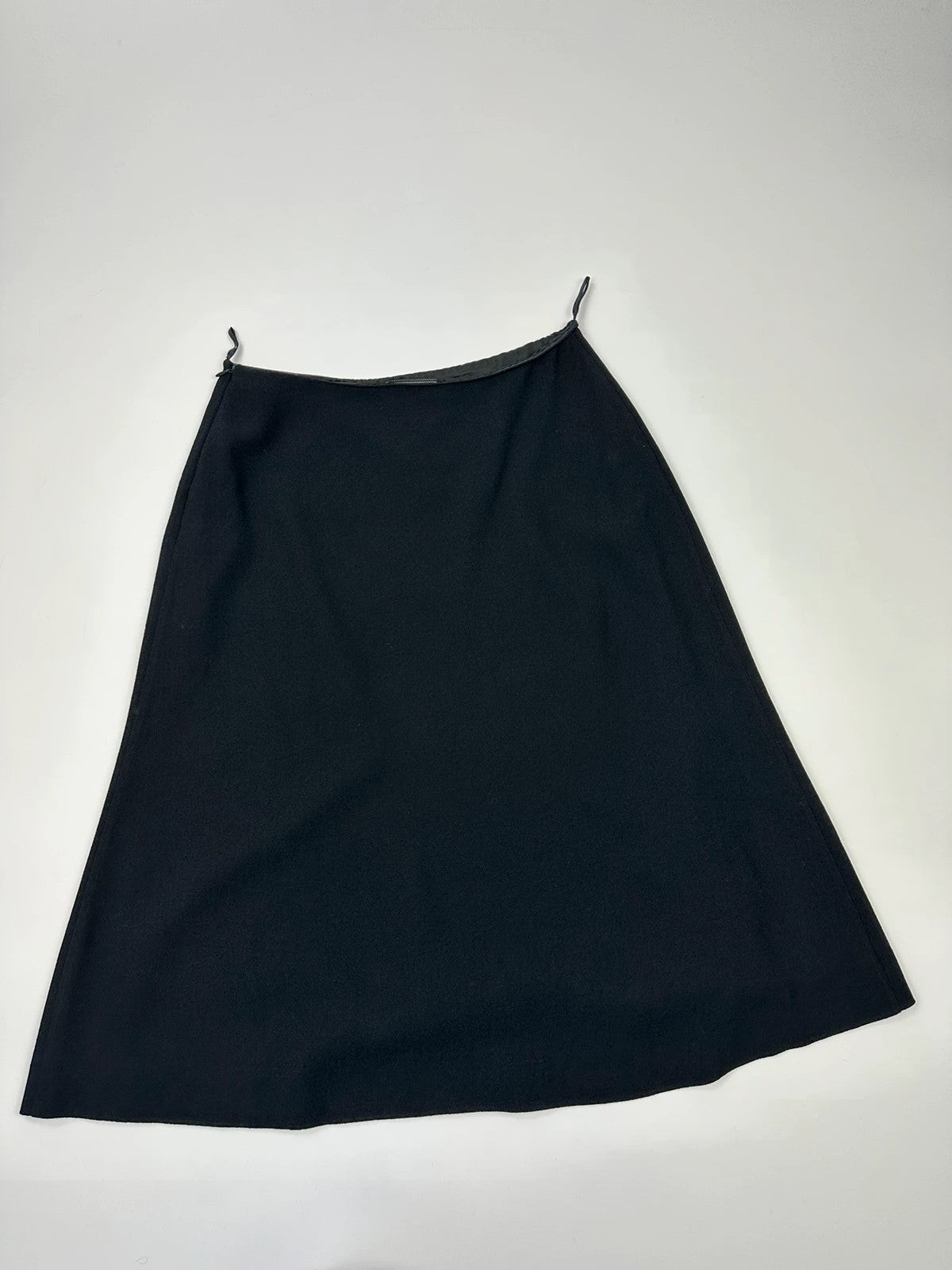Prada Milano SS2000 Black Wool Mid Length Skirt