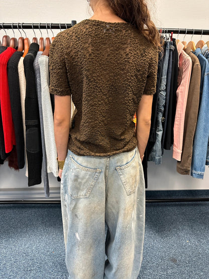 Dolce & Gabbana 90’s Laces Mesh Khaki Flowers Tee