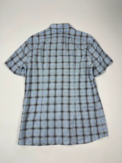Prada Sport SS2002 Sky Blue & Black Checkered Print Short Sleeves Shirt