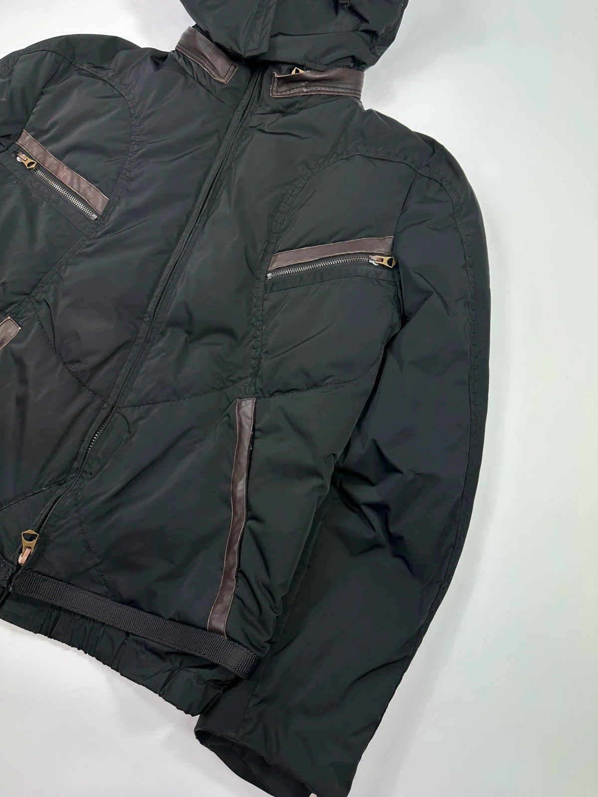 Marithé + François Girbaud 00’s Black Nylon Hooded Puffer Down Jacket